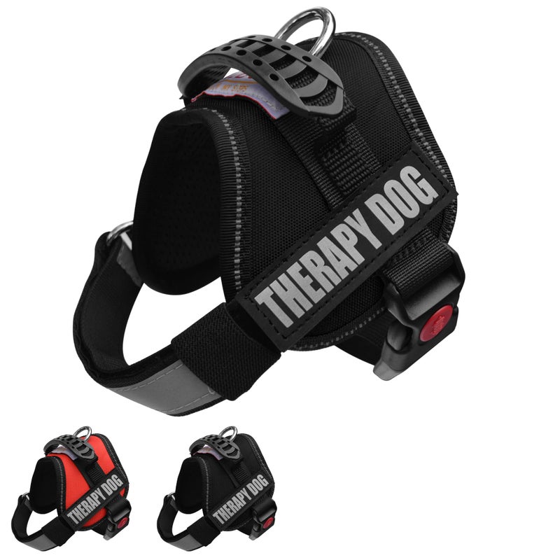 Albcorp Reflective Therapy Dog Vest Harness, Woven Nylon, Adjustable Service Animal Jacket, with 2 Hook and Loop Therapy Dog Removable Patches. Black, XXS - Image 1